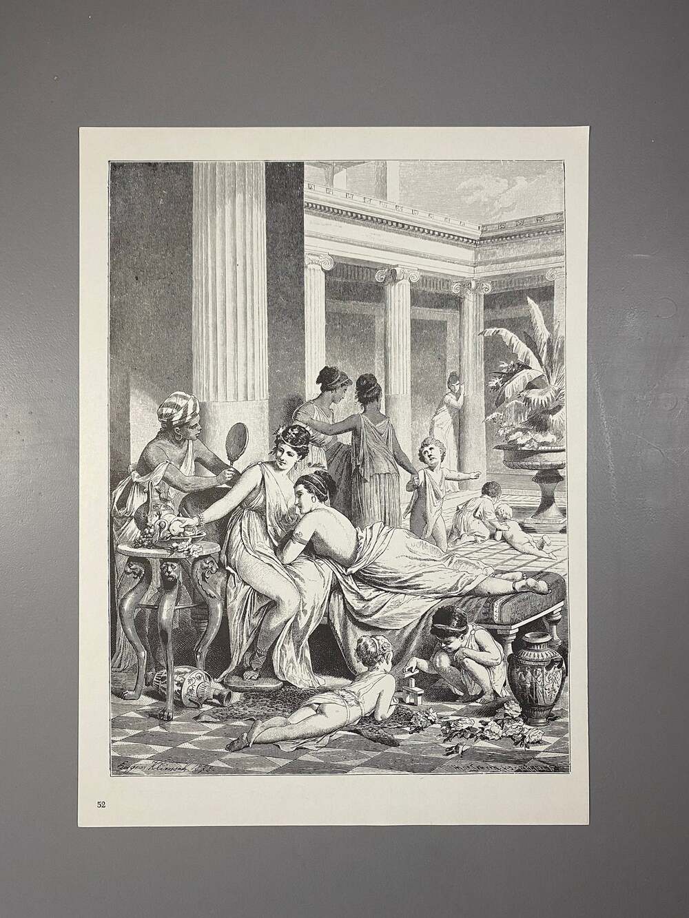 Daily Scene In The Peristyle Of A Women, Woodcuts, 19thC Sources, Picture,